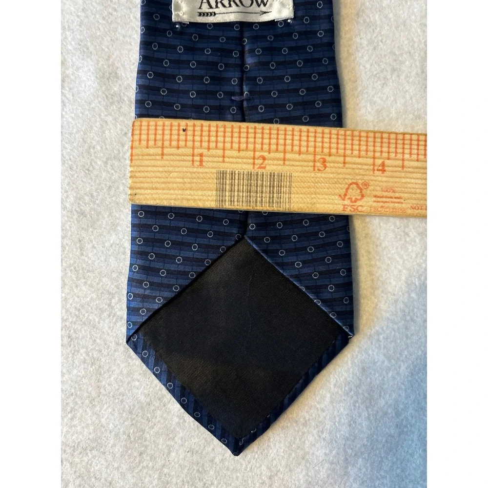 Arrow Necktie Mens OS Navy Blue‎ Excellent Silk Geometric Striped Business Tie